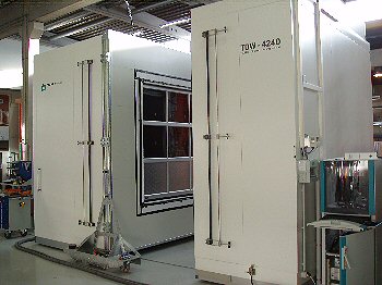 The picture shows a window placed in a Hot Box
