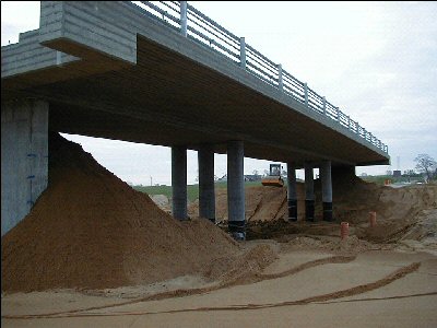 The "Green Bridge" is a highway bridge that was constructed a couple of years ago as a part of a project where different kinds of industrial waste materials were tested as an additive to concrete.