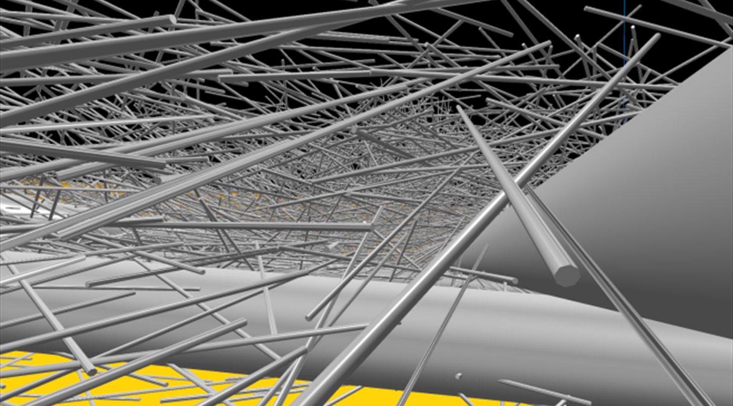 Picture of steel fiber reinforced self-compacting plate casting. The numerical simulation was performed by 4C-Flow.