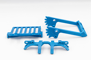 3D-printede dele lavet med blåt pulver