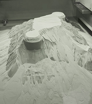 Metalpulver i 3D-print kammer