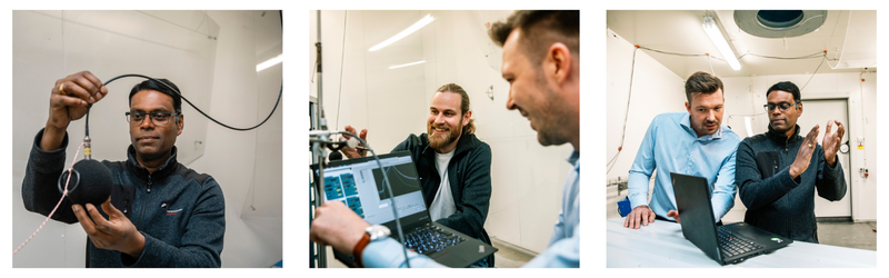Pictures of three test situations in the Heat Pump Test Laboratory at Danish Technological Institute